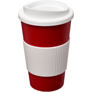 Americano® 350 ml Isolierbecher mit Schutzring – rot / weiss