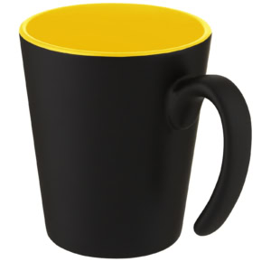 Oli 360 ml Keramikbecher mit Henkel – gelb / schwarz