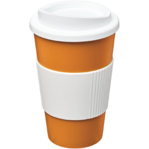 Americano® 350 ml Isolierbecher mit Schutzring – orange / weiss