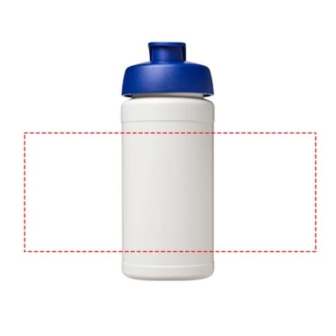 Baseline® Plus 500 ml Sportflasche mit Klappdeckel - weiss / blau – Bild 5