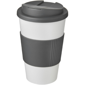 Americano® 350 ml Isolierbecher mit Schutzring & auslaufsicherem Schraubverschluss – weiss / grau