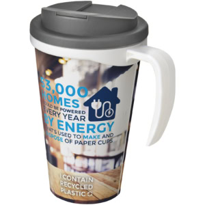 Brite-Ameriano® Grande 350 ml Isolierbecher mit auslaufsicherem Schraubverschluss – weiss / grau