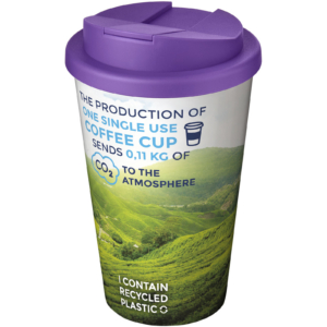 Brite-Americano® 350 ml Isolierbecher mit auslaufsicherem Schraubverschluss – weiss / lila
