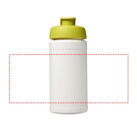 Baseline® Plus 500 ml Sportflasche mit Klappdeckel - weiss / limone – Bild 5
