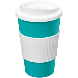 Americano® 350 ml Isolierbecher mit Schutzring – aquablau / weiss