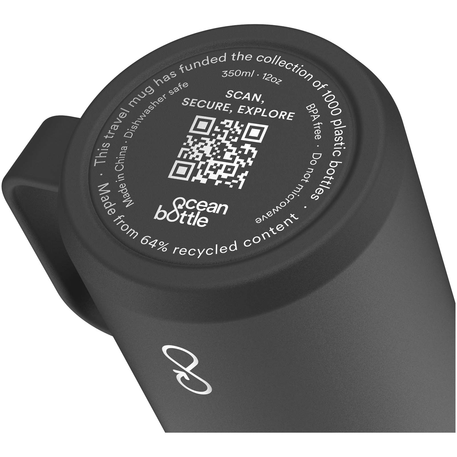 Ocean Bottle 350 ml vakuumisolierter Reisebecher - obsidian-schwarz - Detail 1