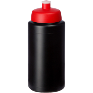 Baseline® Plus grip 500 ml Sportflasche mit Sportdeckel – schwarz / rot