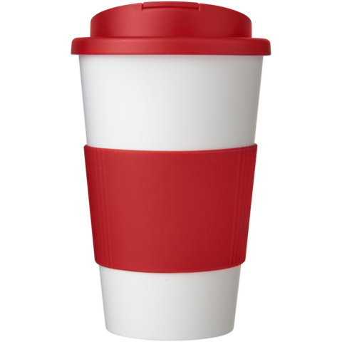 Americano® 350 ml Isolierbecher mit Schutzring & auslaufsicherem Schraubverschluss - weiss - Vorderseite