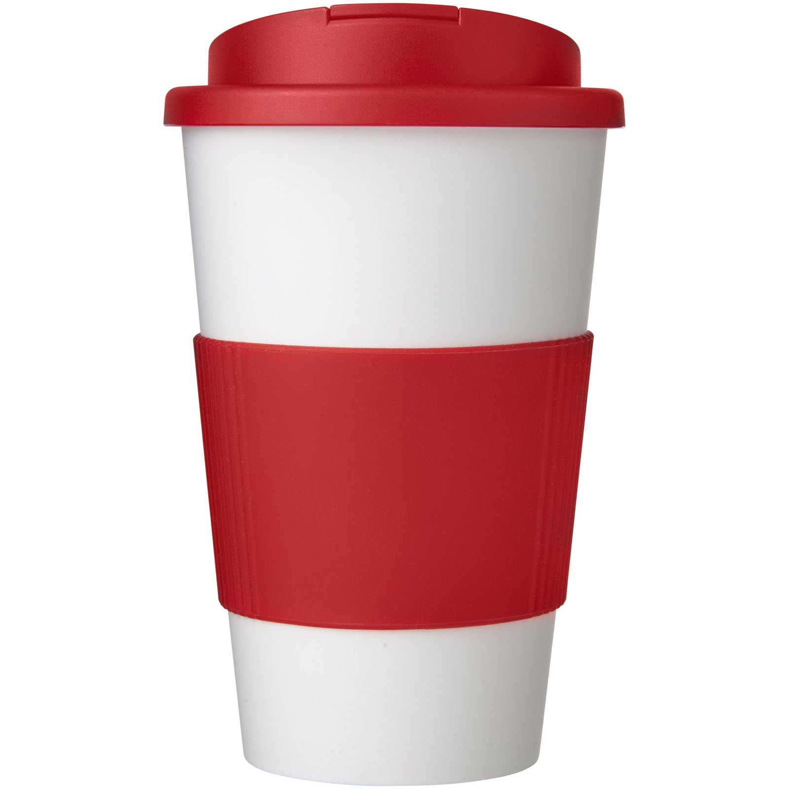 Americano® 350 ml Isolierbecher mit Schutzring & auslaufsicherem Schraubverschluss - weiss - Vorderseite