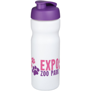Baseline® Plus 650 ml Sportflasche mit Klappdeckel - weiss - Logo 1