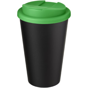 Americano® Eco 350 ml recycelter Becher mit auslaufsicherem Deckel – grün / schwarz