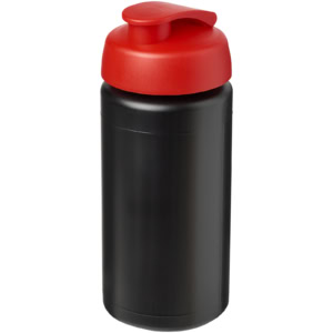 Baseline® Plus grip 500 ml Sportflasche mit Klappdeckel – schwarz / rot