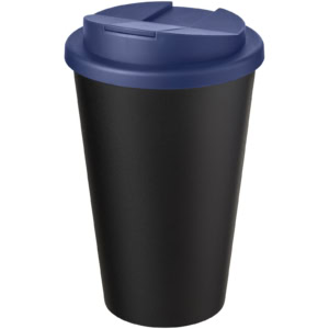 Americano® Eco 350 ml recycelter Becher mit auslaufsicherem Deckel – blau / schwarz