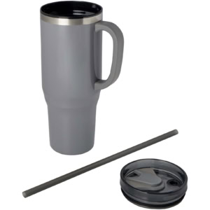 Melbourne 1200 ml RCS-zertifizierter Isolierbecher mit Strohhalm - grau - Extra 1