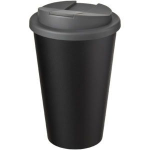 Americano® Eco 350 ml recycelter Becher mit auslaufsicherem Deckel – grau / schwarz