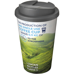 Brite-Americano® 350 ml Isolierbecher mit auslaufsicherem Schraubverschluss – weiss / grau