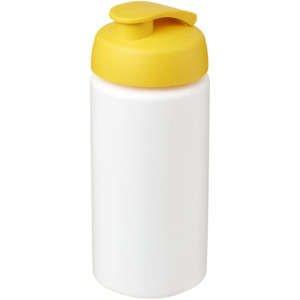 Baseline® Plus grip 500 ml Sportflasche mit Klappdeckel – weiss / gelb