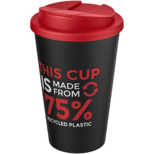 Americano® Eco 350 ml recycelter Becher mit auslaufsicherem Deckel - rot - Logo 1