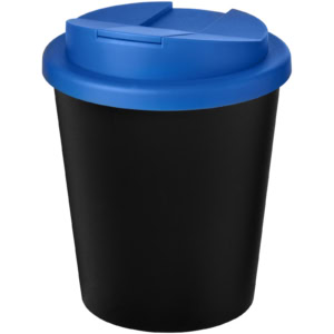 Americano® Espresso Eco 250 ml recycelter Isolierbecher mit auslaufsicherem Deckel – schwarz / mittelblau