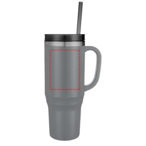 Melbourne 1200 ml RCS-zertifizierter Isolierbecher mit Strohhalm - grau – Bild 11