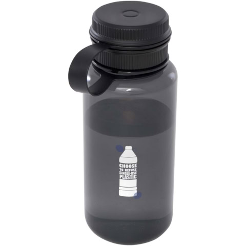 Ryder 900 ml RCS-zertifizierte RPET-Sportflasche mit Multifunktionsdeckel - schwarz - Logo 1