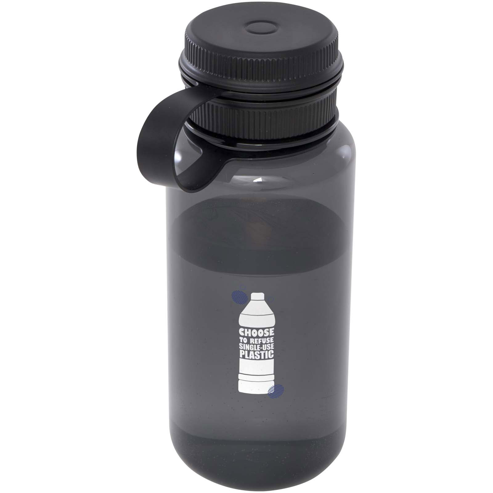 Ryder 900 ml RCS-zertifizierte RPET-Sportflasche mit Multifunktionsdeckel - schwarz - Logo 1