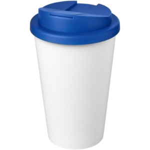 Americano® Eco 350 ml recycelter Becher mit auslaufsicherem Deckel – mittelblau / weiss