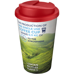 Brite-Americano® 350 ml Isolierbecher mit auslaufsicherem Schraubverschluss – weiss / rot