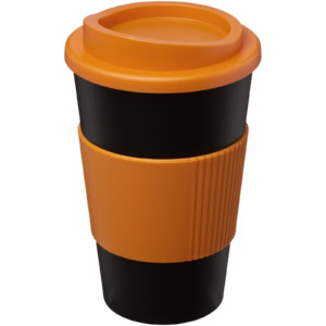 Americano® 350 ml Isolierbecher mit Schutzring – schwarz / orange