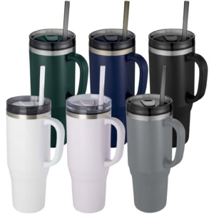 Melbourne 1200 ml RCS-zertifizierter Isolierbecher mit Strohhalm - grau - Gruppe