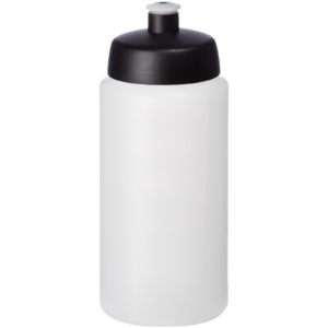 Baseline® Plus grip 500 ml Sportflasche mit Sportdeckel – transparent / schwarz