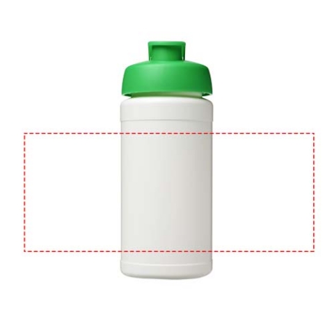 Baseline® Plus 500 ml Sportflasche mit Klappdeckel - weiss / grün – Bild 5