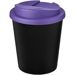 Americano® Espresso Eco 250 ml recycelter Isolierbecher mit auslaufsicherem Deckel – schwarz / lila