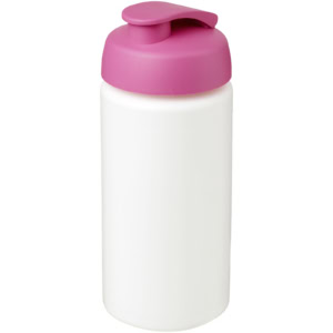 Baseline® Plus grip 500 ml Sportflasche mit Klappdeckel – weiss / rosa