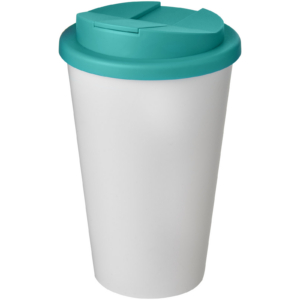 Americano® 350 ml Isolierbecher mit auslaufsicherem Schraubverschluss – weiss / aquablau
