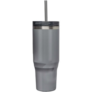 Melbourne 1200 ml RCS-zertifizierter Isolierbecher mit Strohhalm - grau - Vorderseite