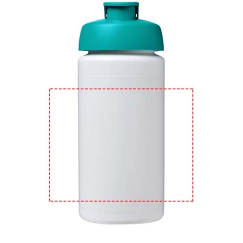 Baseline® Plus grip 500 ml Sportflasche mit Klappdeckel - weiss / aquablau – Bild 4