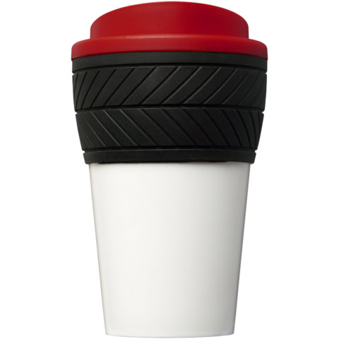 Brite-Americano® 350 ml Isolierbecher mit Schutzring Reifen-Design - rot - Vorderseite