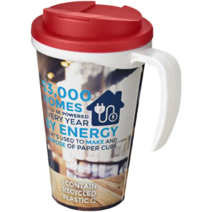 Brite-Ameriano® Grande 350 ml Isolierbecher mit auslaufsicherem Schraubverschluss – weiss / rot