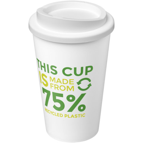 Americano® Eco 350 ml recycelter Becher - weiss - Logo 1