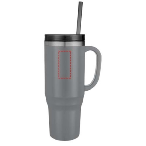 Melbourne 1200 ml RCS-zertifizierter Isolierbecher mit Strohhalm - grau – Bild 12