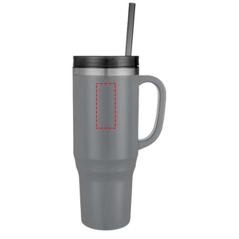 Melbourne 1200 ml RCS-zertifizierter Isolierbecher mit Strohhalm - grau – Bild 12