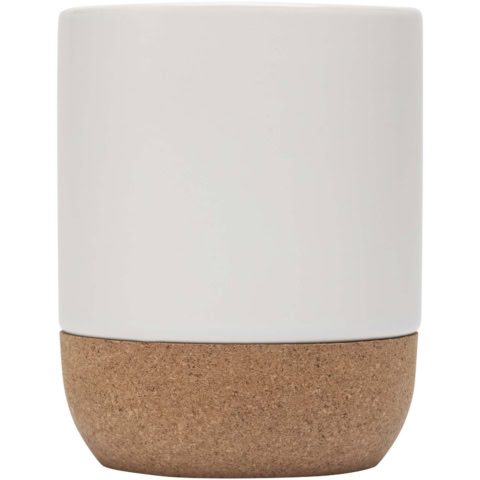 Bari 300 ml Sublimation Keramiktasse mit Korkdetails - weiss - Vorderseite