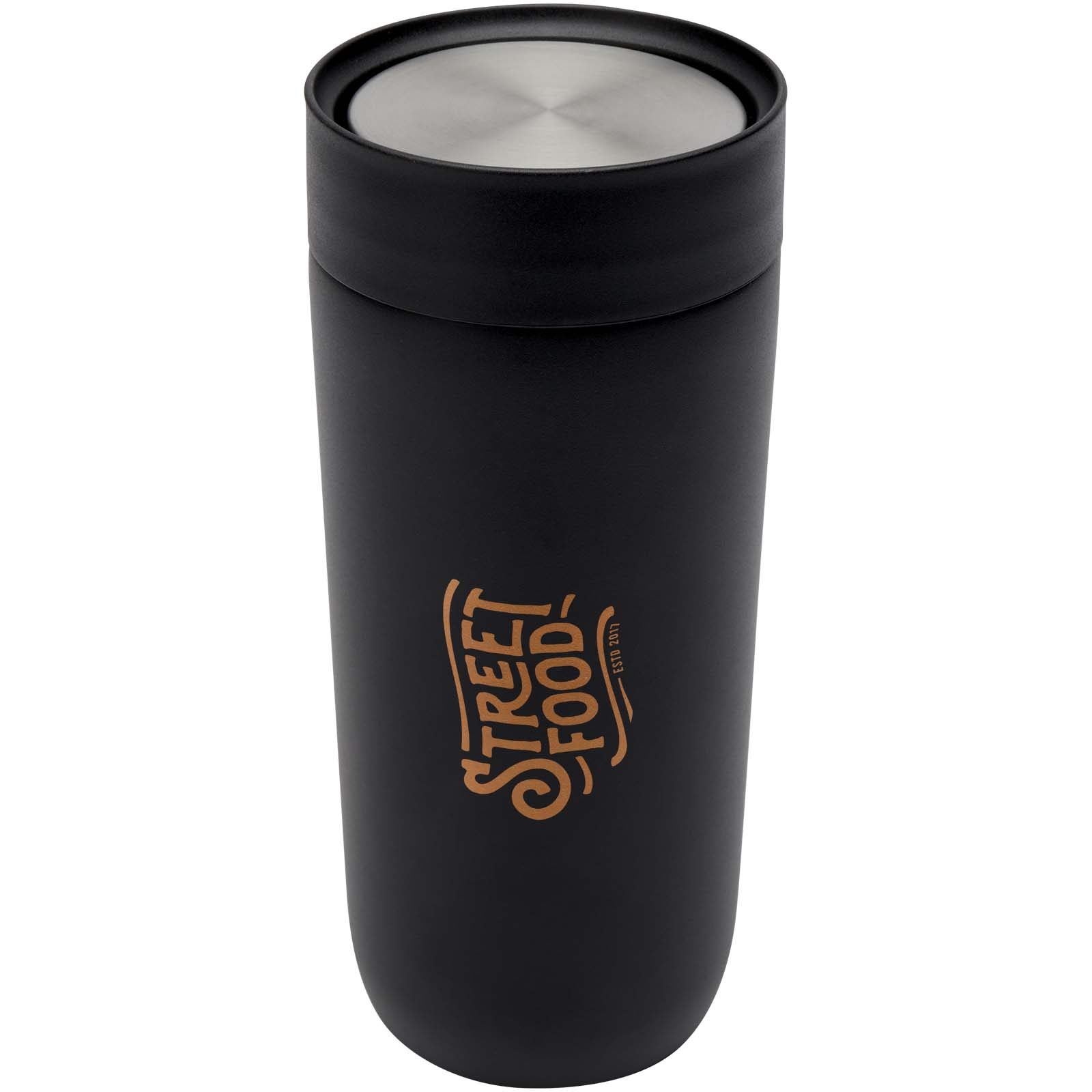 Camden 350 ml RCS-zertifizierter Becher aus Edelstahl mit Keramikauskleidung - schwarz - Logo 1