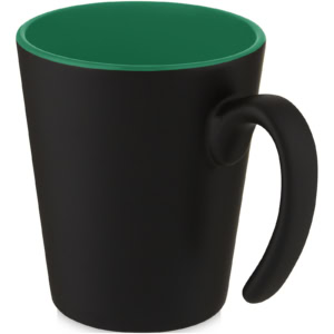 Oli 360 ml Keramikbecher mit Henkel – grün / schwarz