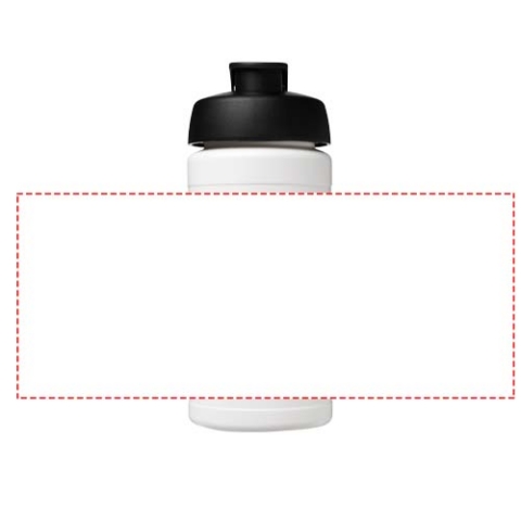 Baseline® Plus 500 ml Sportflasche mit Klappdeckel - weiss / schwarz – Bild 6