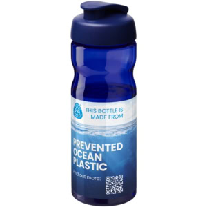 H2O Active® Eco POP Base 650 ml Sportflasche mit Klappdeckel - blau - Logo 1