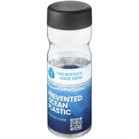 H2O Active® Eco Base 650 ml Sportflasche mit Drehdeckel - transparent - Logo 1