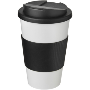 Americano® 350 ml Isolierbecher mit Schutzring & auslaufsicherem Schraubverschluss – weiss / schwarz