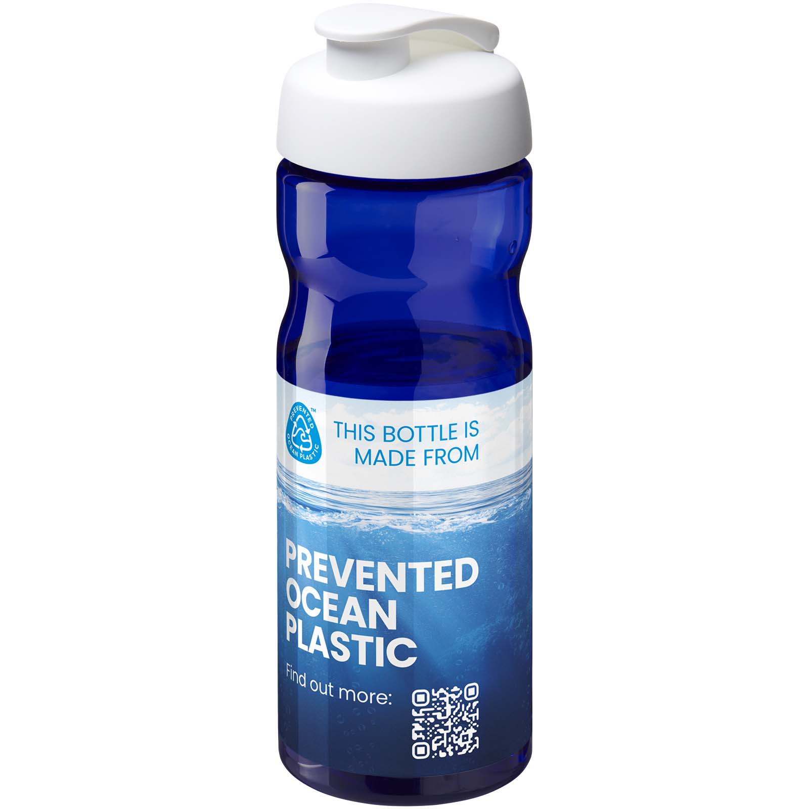 H2O Active® Eco POP Base 650 ml Sportflasche mit Klappdeckel - blau - Logo 1